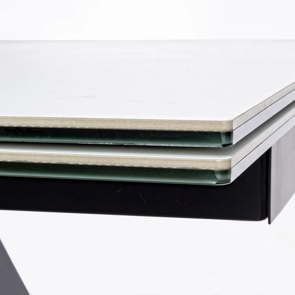 Utdragbart matbord 240 cm Glas och keramikskiva - Barone Viadurini