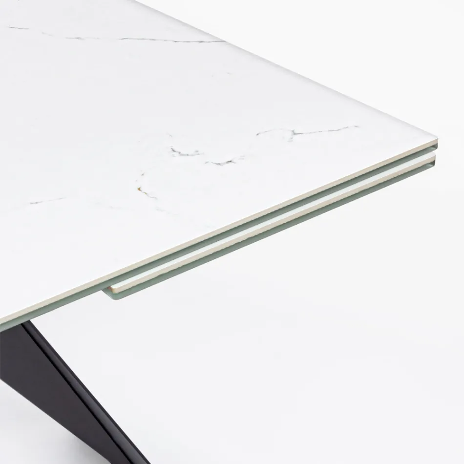 Utdragbart matbord 240 cm Glas och keramikskiva - Barone Viadurini