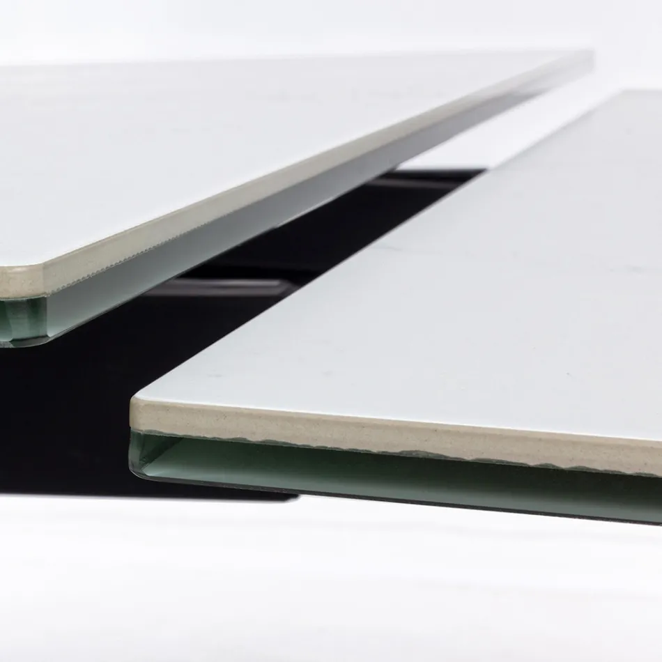 Utdragbart matbord 240 cm Glas och keramikskiva - Barone Viadurini