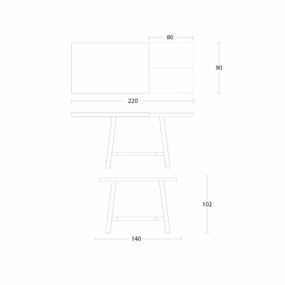 Utdragbart matbord i trä och metall upp till 280 cm - Gallotto Viadurini