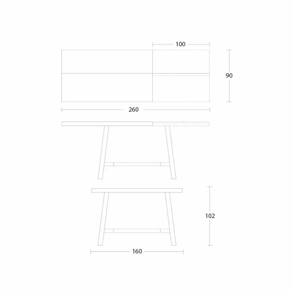 Utdragbart matbord i trä och metall upp till 280 cm - Gallotto Viadurini