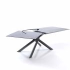 Utdragbart matbord i glas och metall, Tristan Viadurini