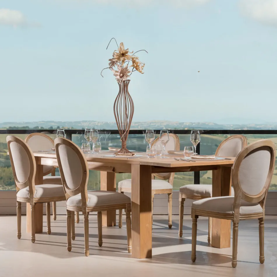 Utdragbart vardagsrumsbord tillverkat av massivt teakträ - Fidia Viadurini