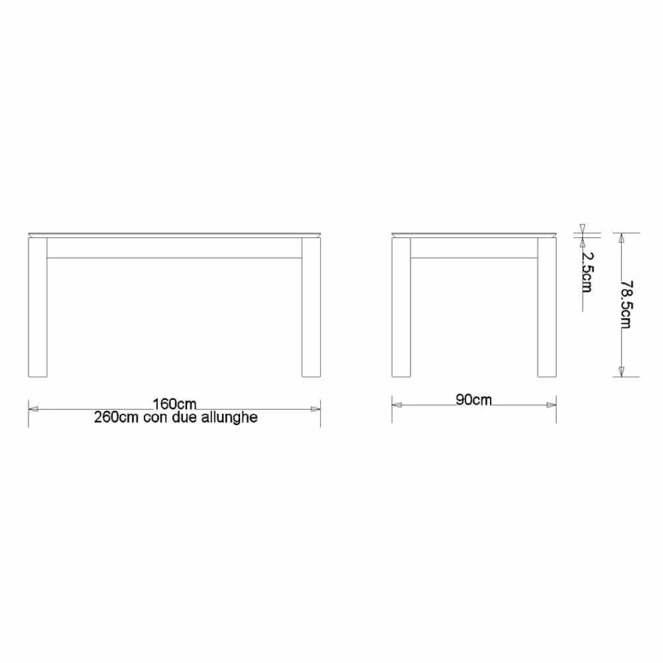 Utdragbar designbord i fast ek, gjord i Italien, Frank Viadurini