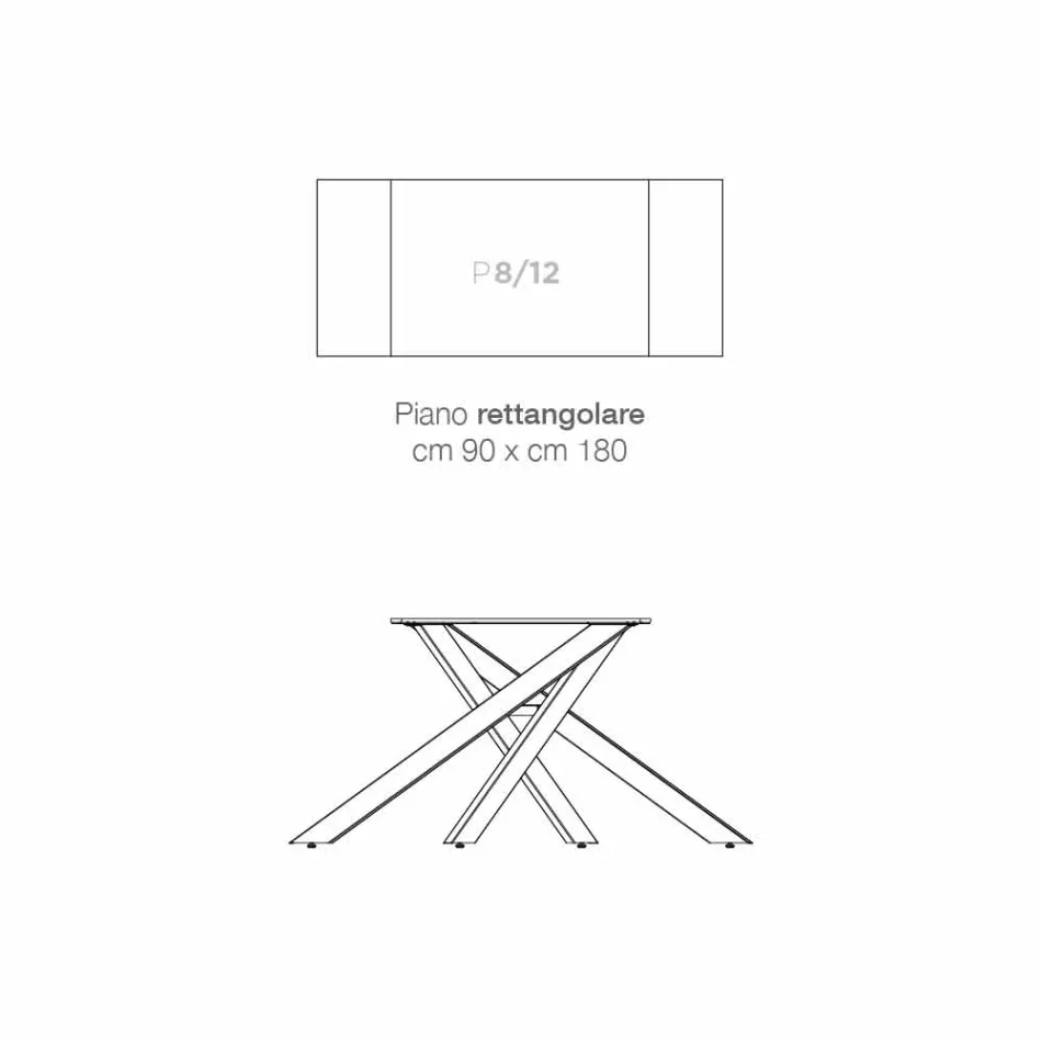 Utbyggbar keramisk glas design bord tillverkad i Italien, Dionigi Viadurini