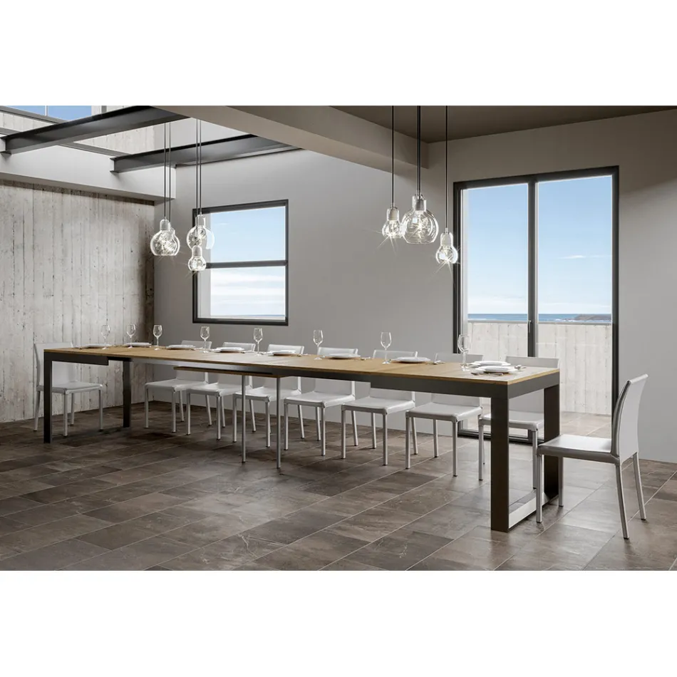 Utdragbart bord av modern design i melaminträ - Badesi Viadurini