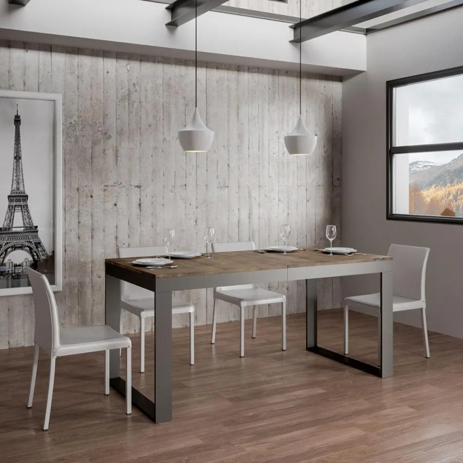 Utdragbart bord av modern design i melaminträ - Badesi Viadurini