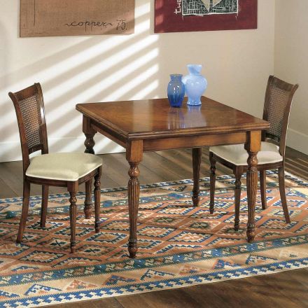 Utdragbart bord och 2 stolar i patinerad valnöt Tillverkad i Italien - Biotite Viadurini