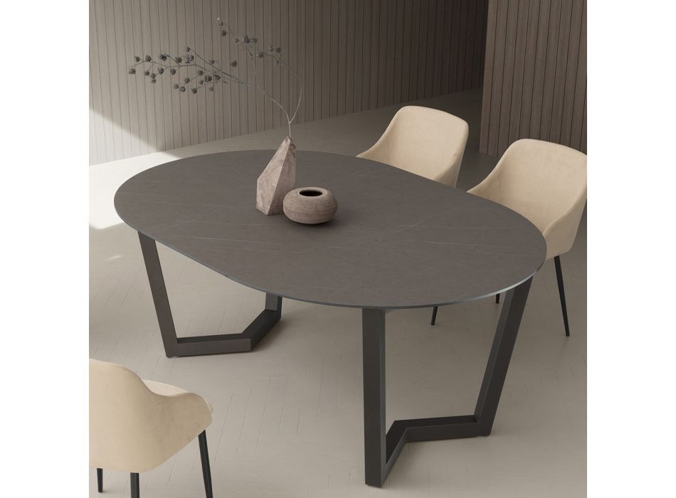 Utdragbart bord upp till 180 cm Runt laminerat Hpl Tillverkat i Italien - Bastiano Viadurini