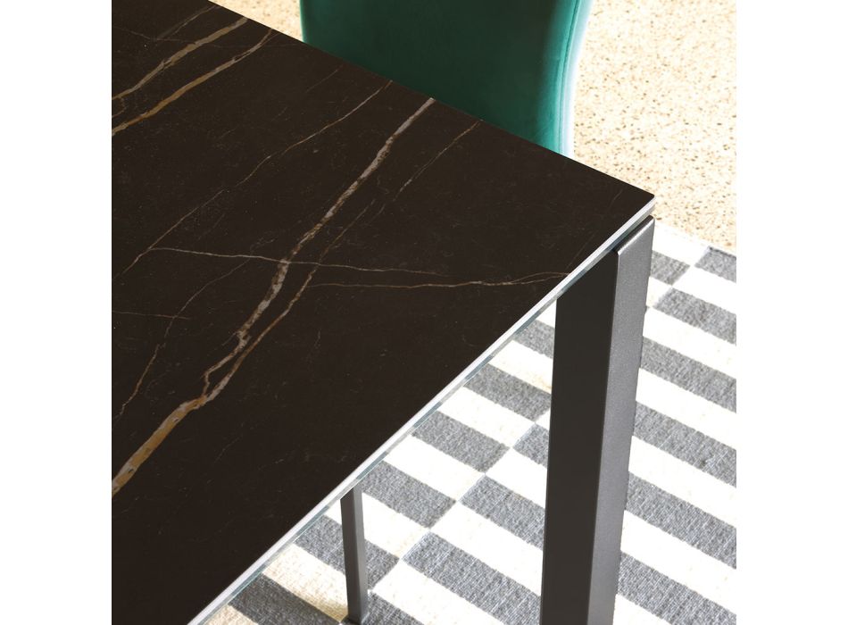 Utdragbart bord upp till 230 cm i metall och keramisk glasskiva - Klaus Viadurini
