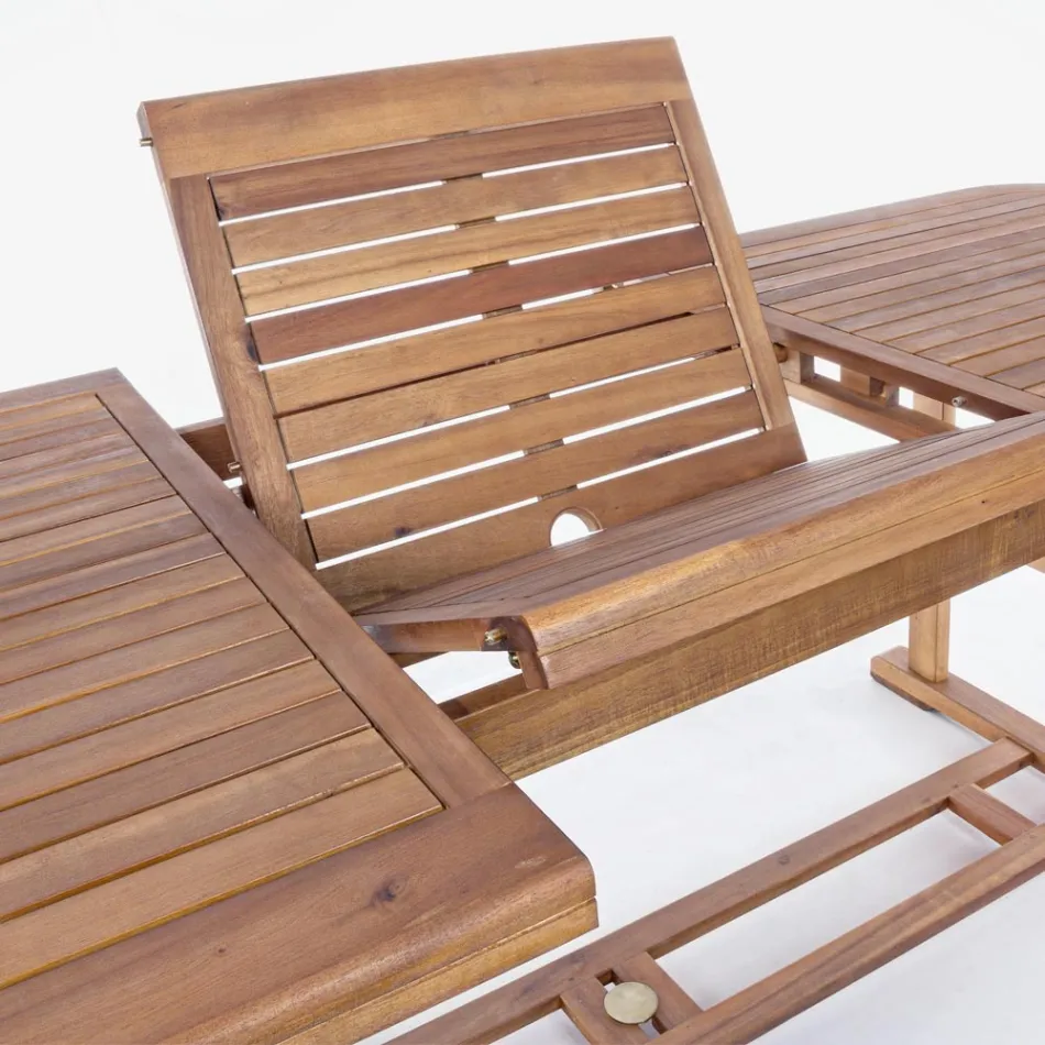 Utdragbart trädgårdsbord i trä upp till 240 cm, från Design - Roxen Viadurini