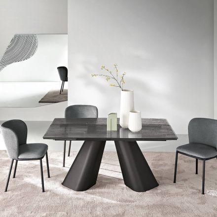 Utdragbart bord upp till 240 cm i klart ribbat glas Tillverkat i Italien - Talete Viadurini