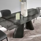 Utdragbart bord upp till 240 cm i klart ribbat glas Tillverkat i Italien - Talete Viadurini