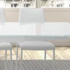 Utdragbart bord upp till 278 cm i glas och vitt stål Tillverkat i Italien - Grotta Viadurini