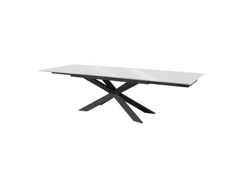 Utdragbart bord upp till 278 cm i glas och svart stål Tillverkat i Italien - Grotta Viadurini