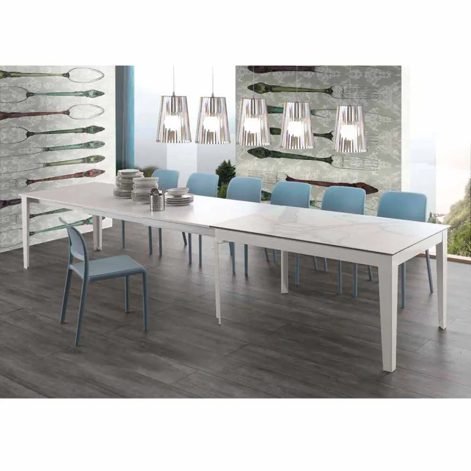 Utdragbart bord upp till 380 cm in vitro keramik och Cagliari metall Viadurini