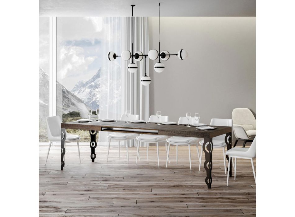 Utdragbart bord upp till 4 m i melaminträ och järn Tillverkat i Italien - Marella Viadurini