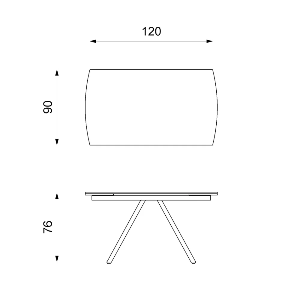 Utdragbart bord upp till 180 cm i keramik på glas och metall - Lozzolo Viadurini