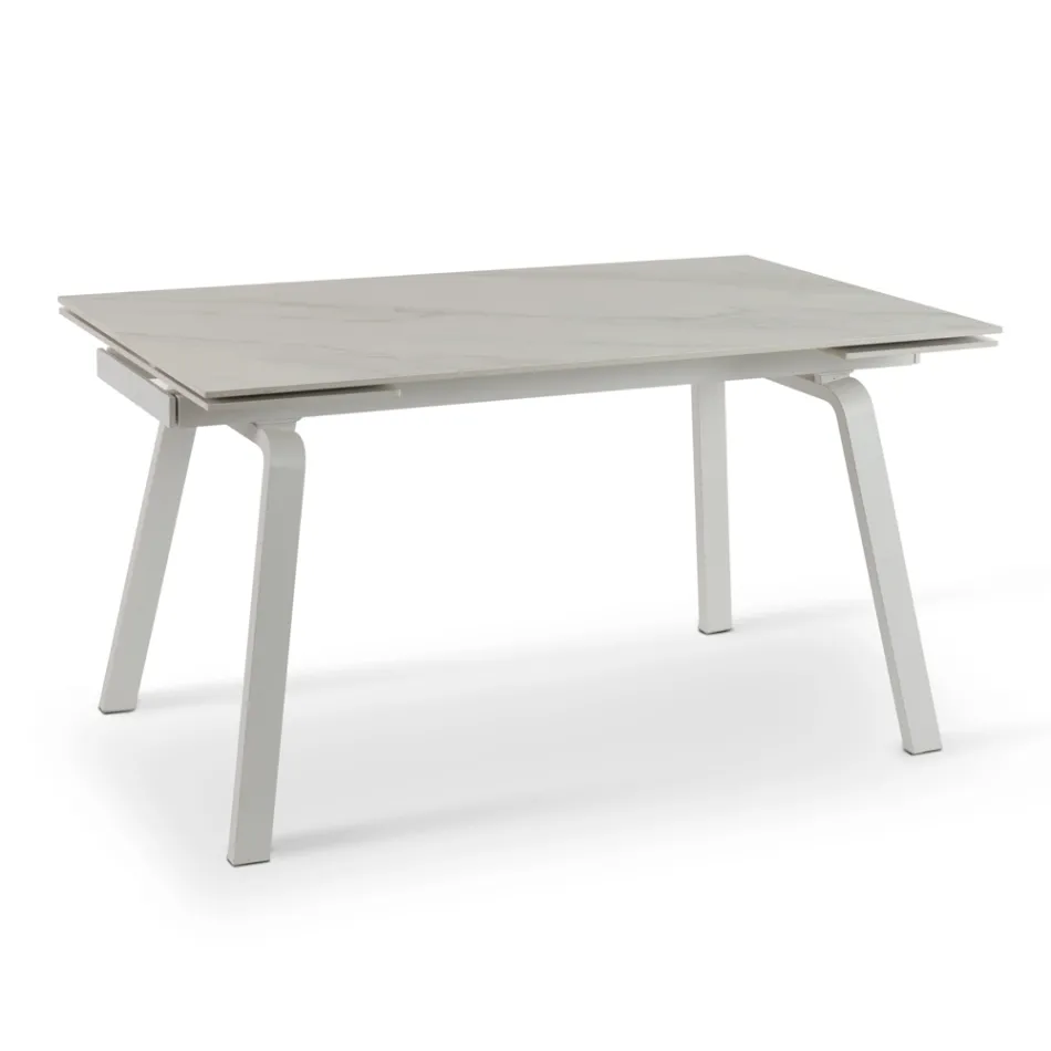 Utdragbart bord upp till 200 cm i Marble Effect Sinter Stone - Ananas Viadurini