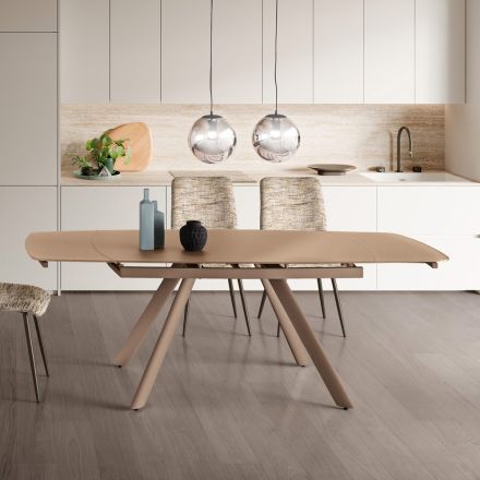 Utdragbart bord upp till 210 cm i glas och målad metall - Naxos Viadurini