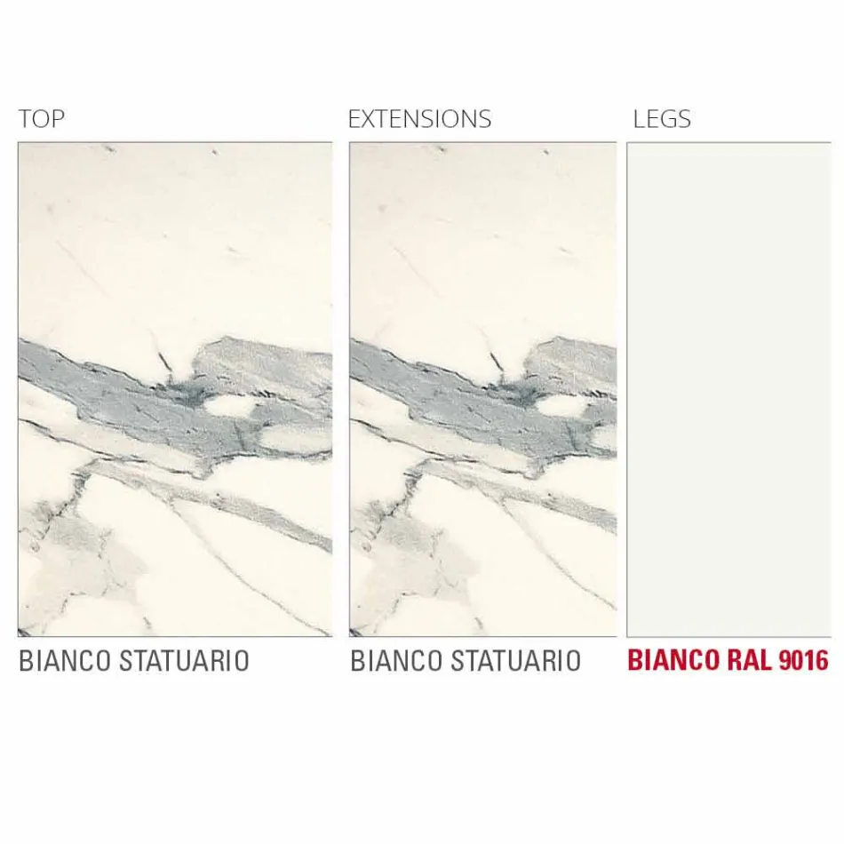 Utdragbart bord Upp till 238 cm i laminat och metall tillverkat i Italien - Remigio Viadurini