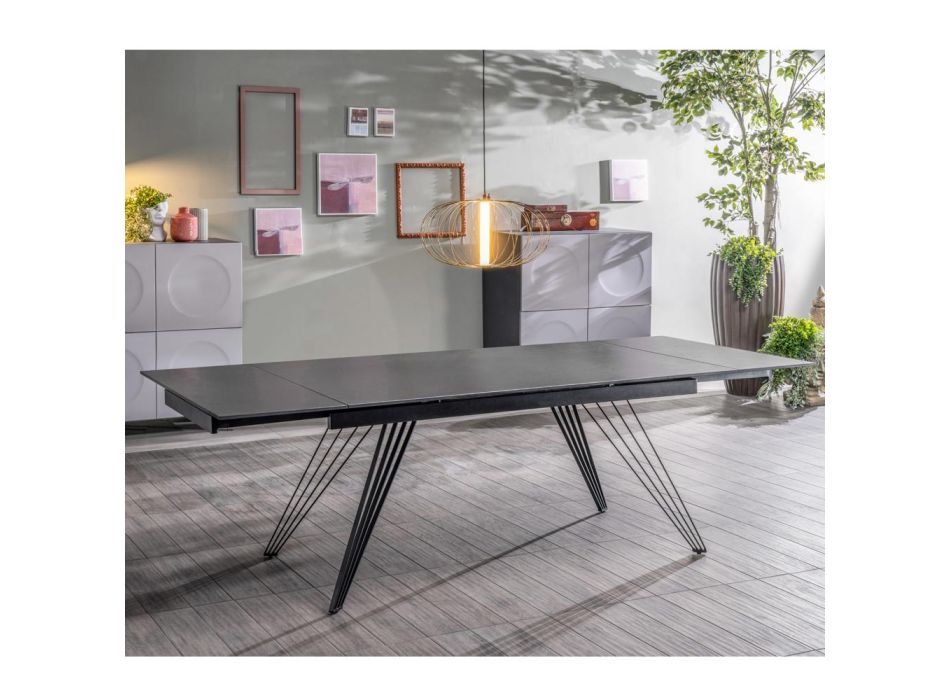 Utdragbart bord upp till 240 cm i keramik och metall - Bukett Viadurini