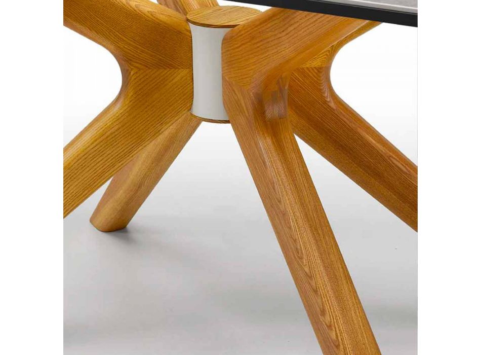 Utdragbart bord Upp till 260 cm i stengods, marmor och trä tillverkat i Italien - Malita Viadurini