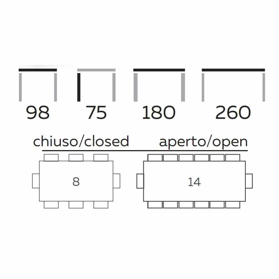 Utdragbart bord Upp till 260 cm i stengods, marmor och trä tillverkat i Italien - Malita Viadurini