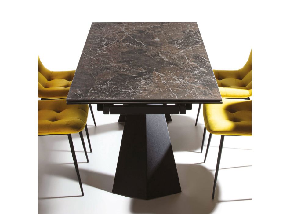 Utdragbart bord Upp till 280 cm i stål och matt keramiskt glas - Viterbo Viadurini