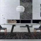 Utdragbart bord upp till 280 cm i glas och fanerat trä – Eugrafo Viadurini