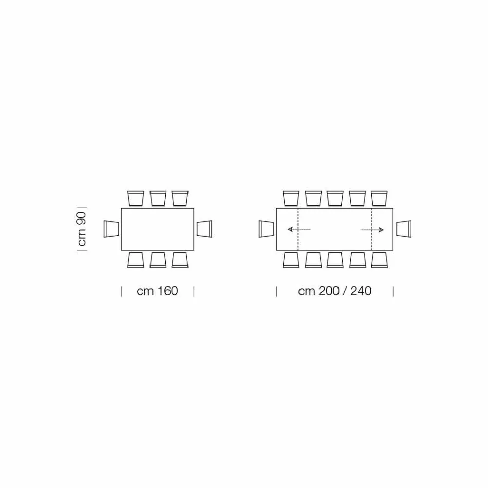 Utdragbart bord upp till 280 cm i glas och fanerat trä – Eugrafo Viadurini