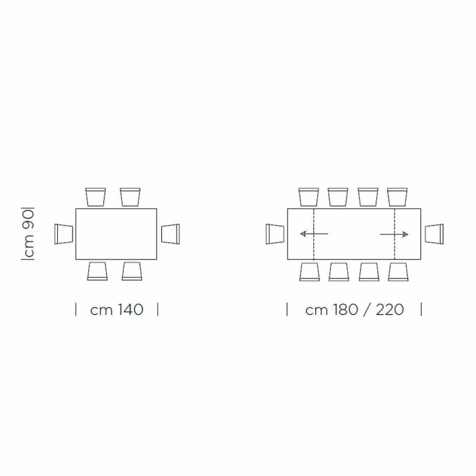 Utdragbart bord upp till 300 cm i Fenix och stål tillverkat i Italien - Settimmio Viadurini
