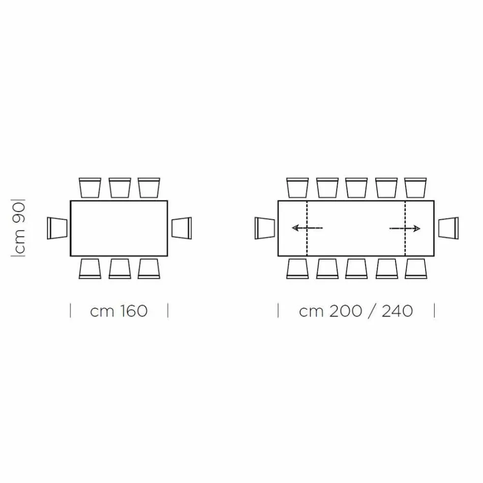 Utdragbart bord upp till 300 cm i Fenix och stål tillverkat i Italien - Settimmio Viadurini