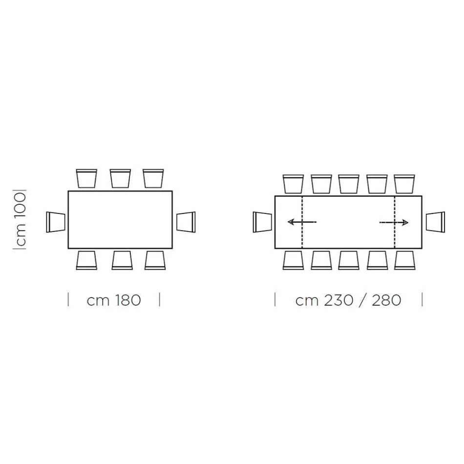 Utdragbart bord upp till 300 cm i trä och stål Tillverkat i Italien - Settimmio Viadurini