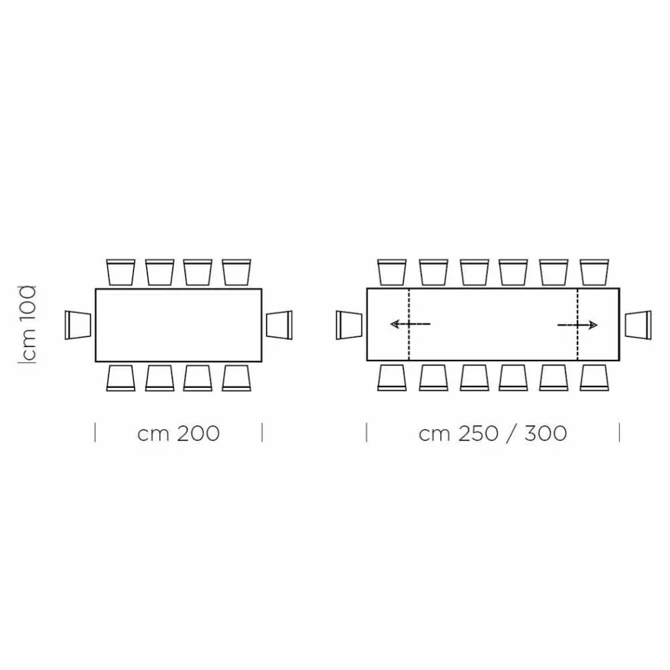 Utdragbart bord upp till 300 cm i trä och stål Tillverkat i Italien - Settimmio Viadurini