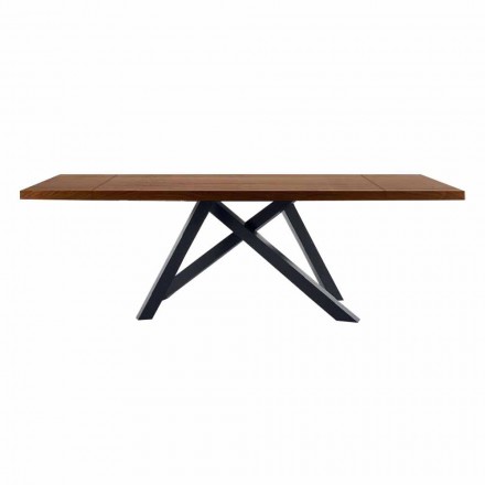 Utdragbart bord upp till 300 cm i trä och stål Tillverkat i Italien - Settimmio Viadurini