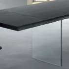 Utdragbart bord upp till 300 cm i fanerat trä och glas - riv Viadurini