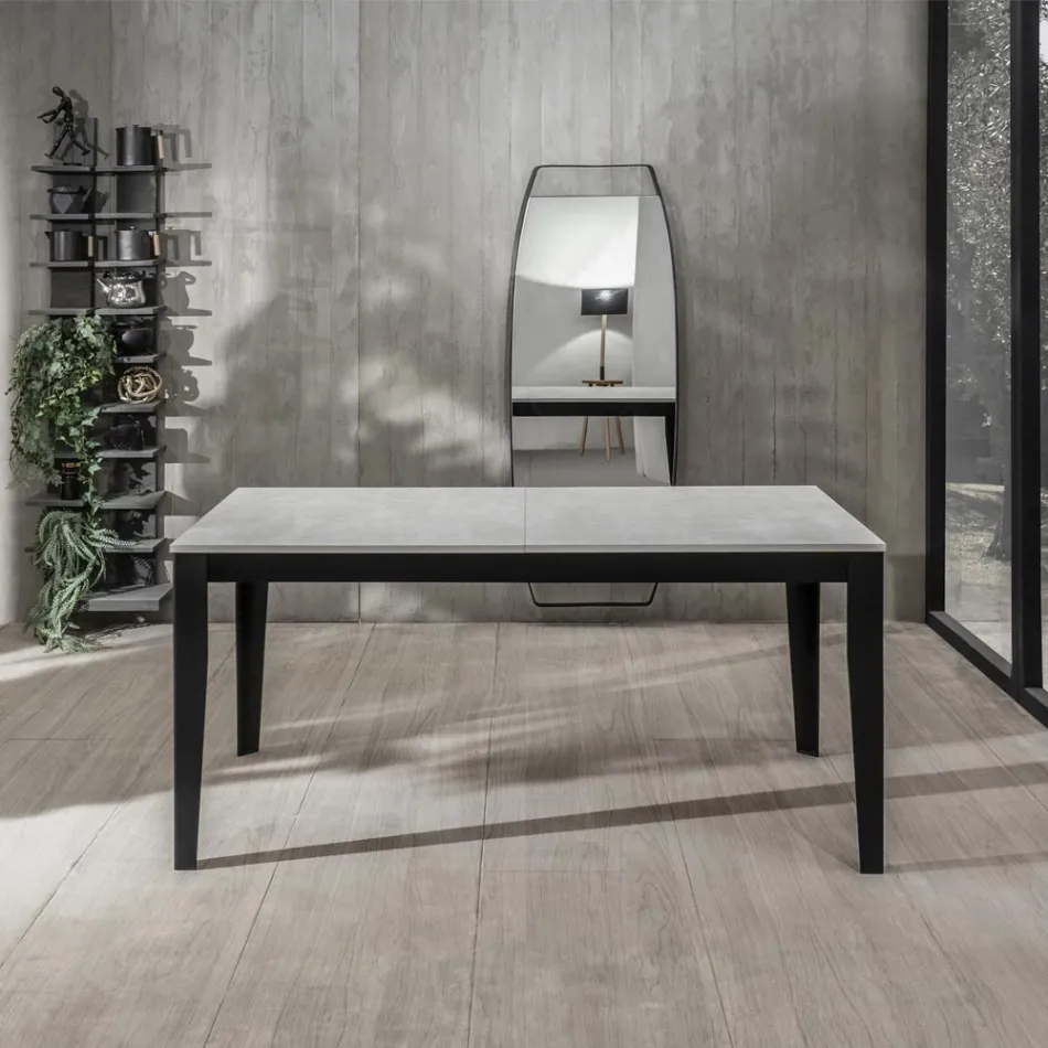 Utdragbart bord upp till 316 cm i Melamin och Metal Base - Rökelse Viadurini