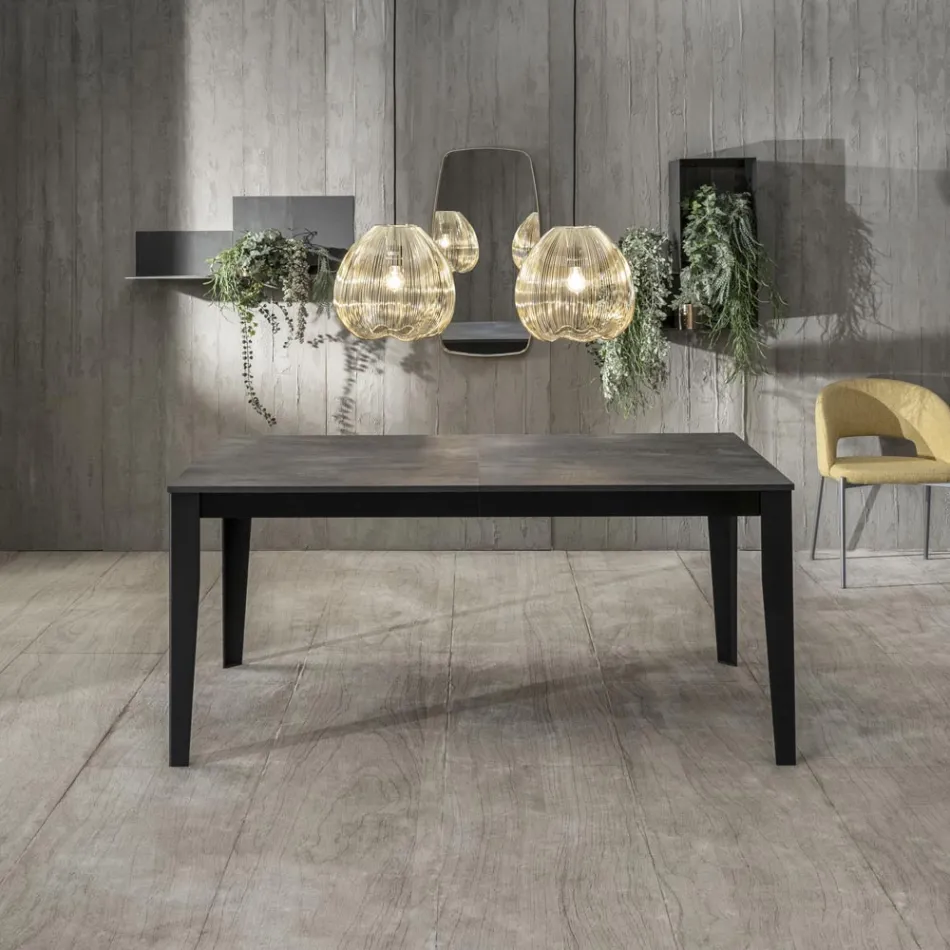 Utdragbart bord upp till 316 cm i Melamin och Metal Base - Rökelse Viadurini