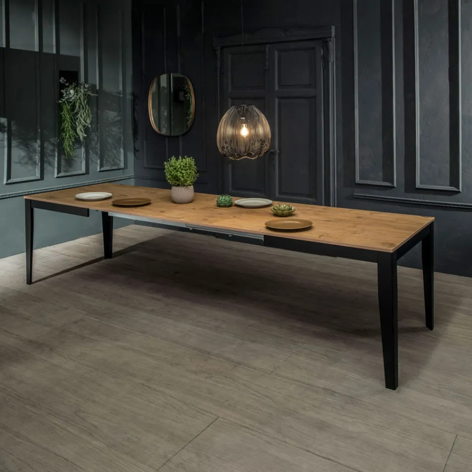 Utdragbart bord upp till 316 cm i Melamin och Metal Base - Rökelse Viadurini