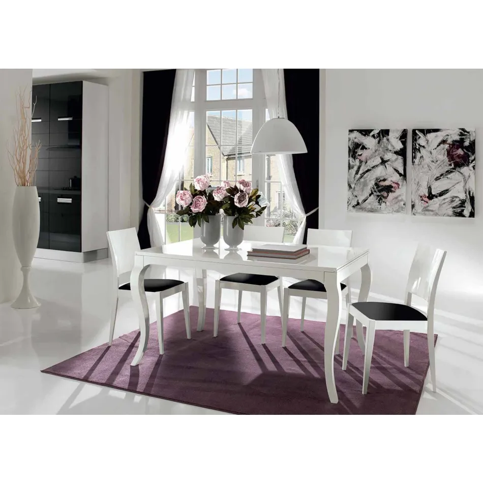 Utdragbart bord upp till 350 cm i glansvit Tanganika valnöt, Leomas Viadurini