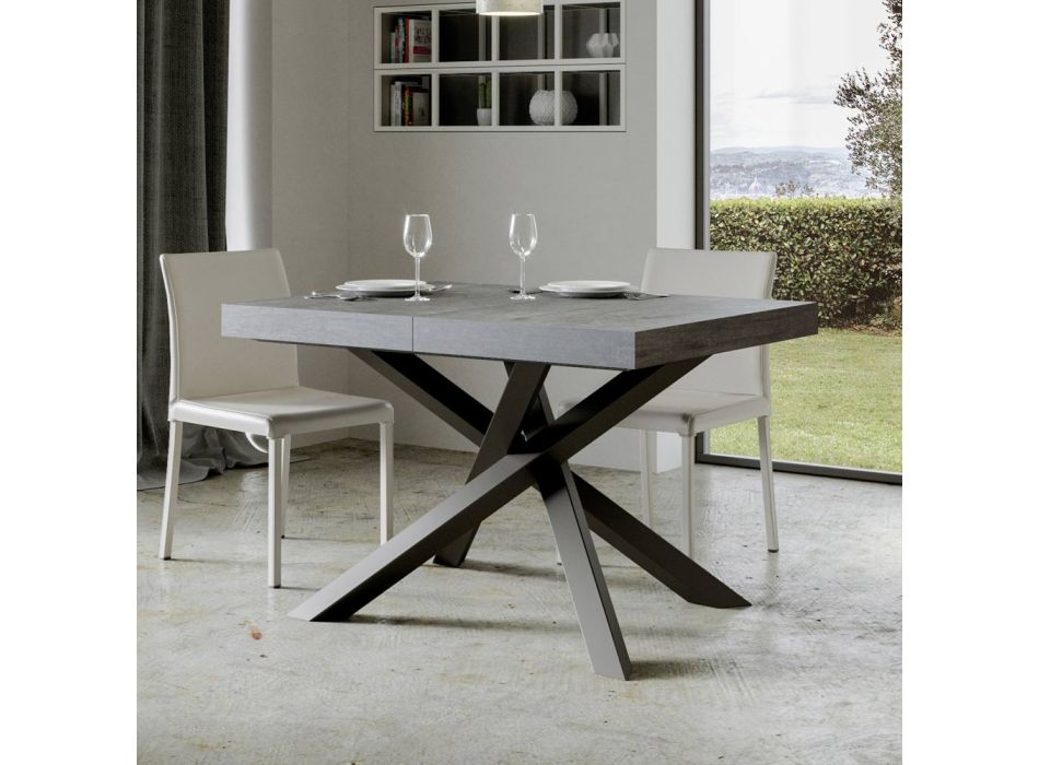 Utdragbart bord upp till 440 cm i antracitjärn och trä Tillverkat i Italien - Graffo Viadurini