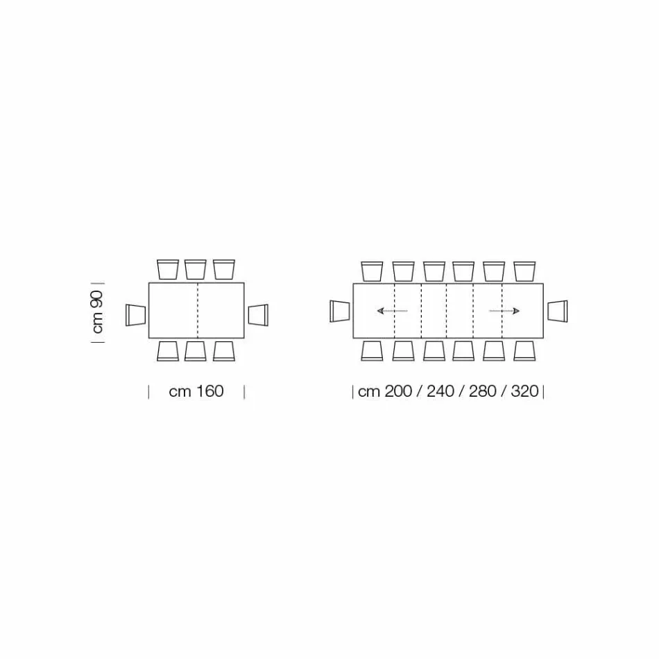 Utdragbart bord upp till 470 cm i Made in Italy fanerat trä – Gordito Viadurini
