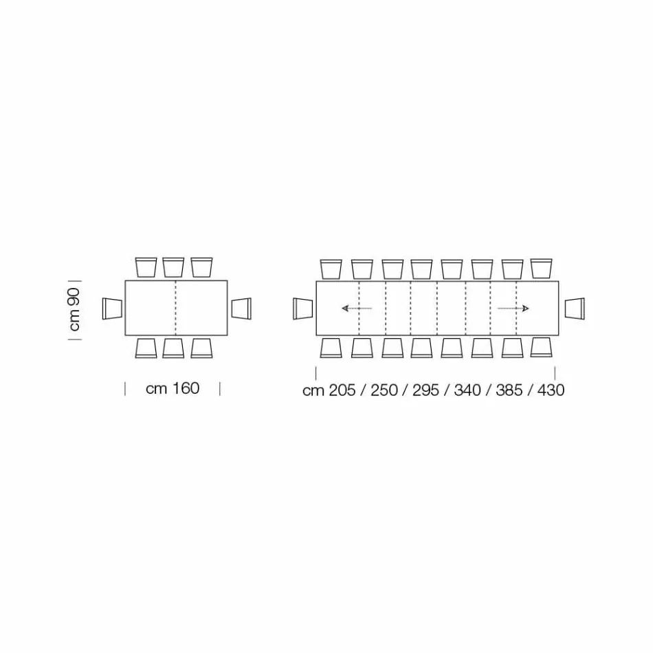 Utdragbart bord upp till 470 cm i Made in Italy fanerat trä – Gordito Viadurini