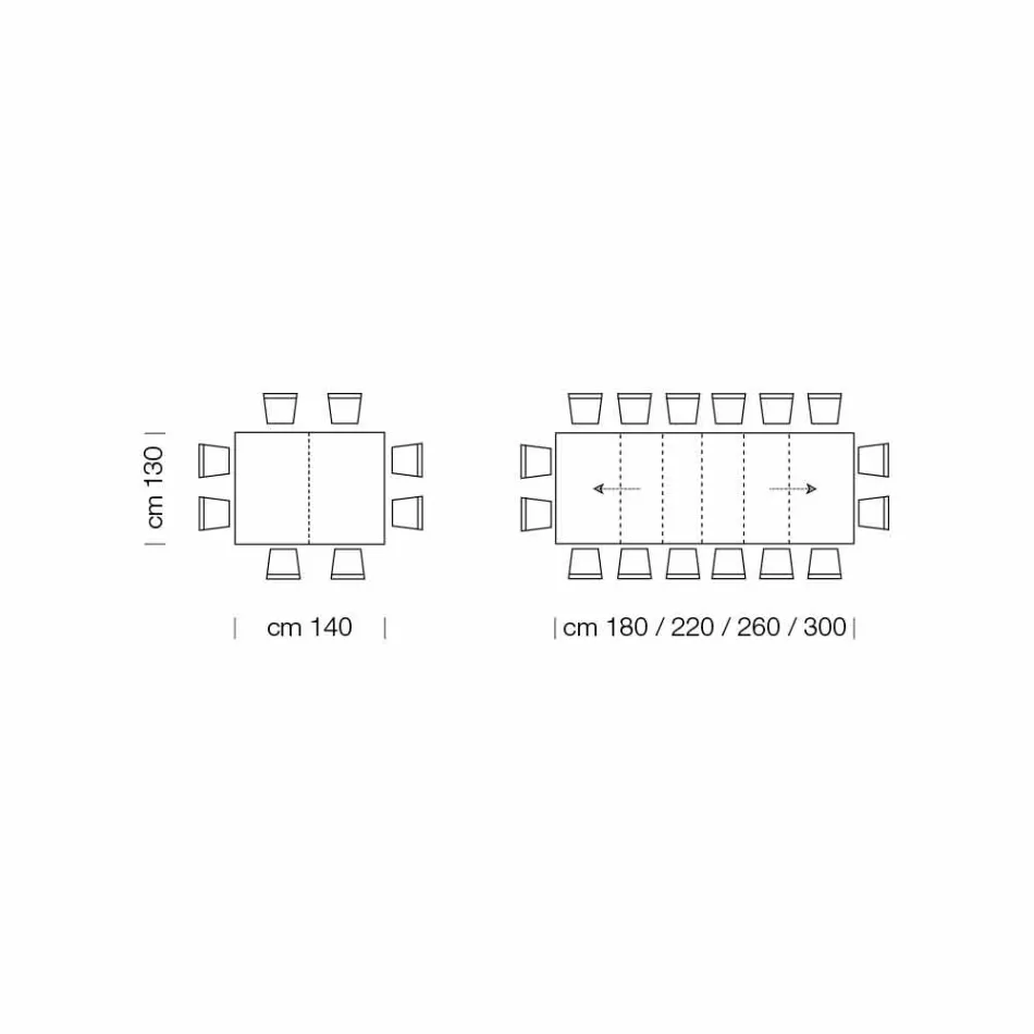 Utdragbart bord upp till 470 cm i Made in Italy fanerat trä – Gordito Viadurini