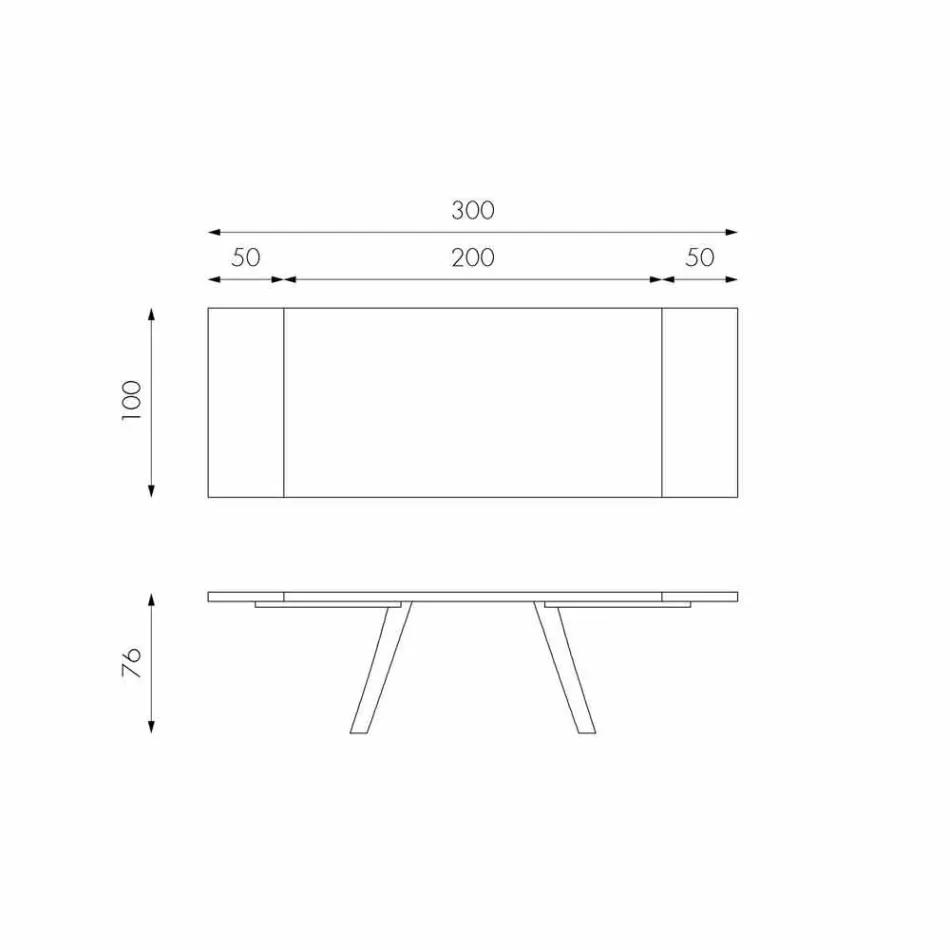 Utdragbar ekfanerbord och Travis svart metall Viadurini