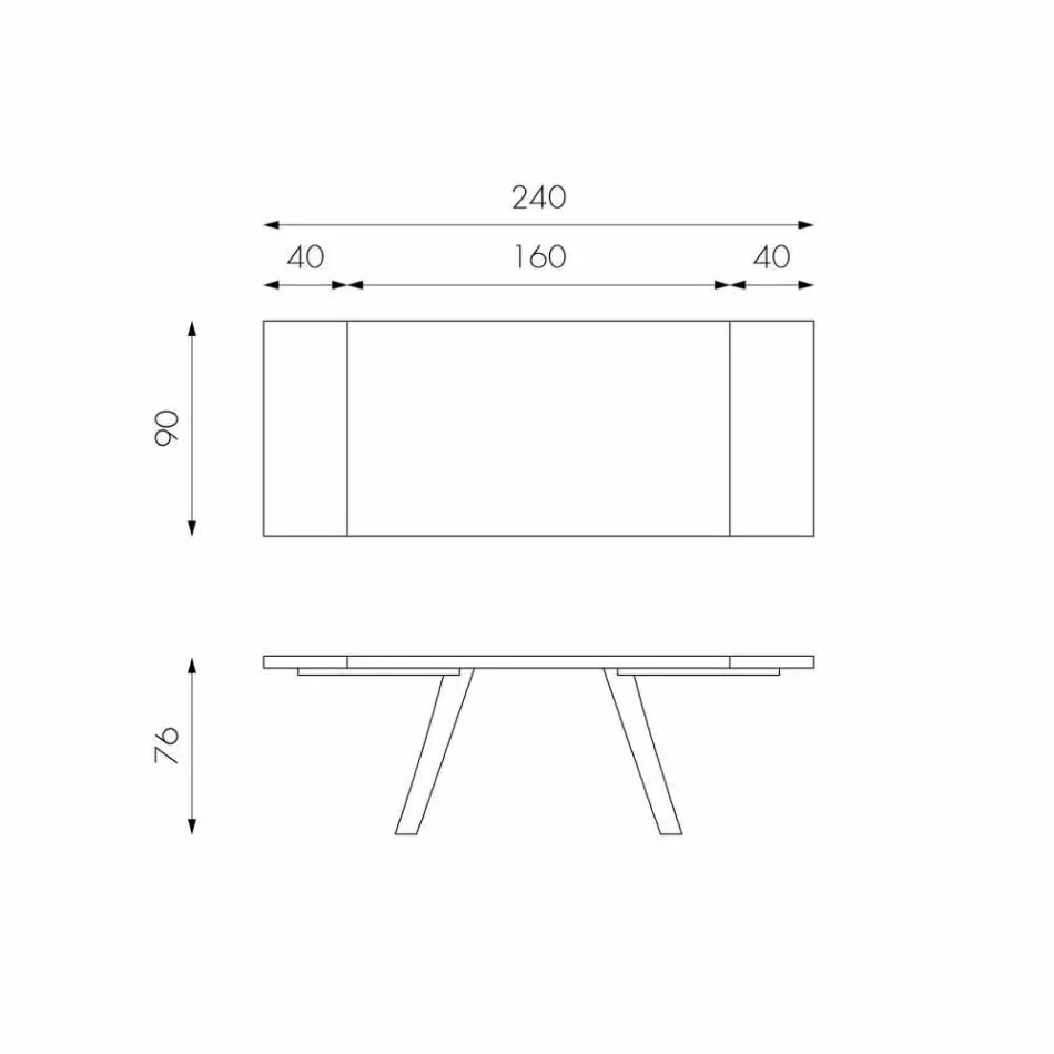 Utdragbar ekfanerbord och Travis svart metall Viadurini
