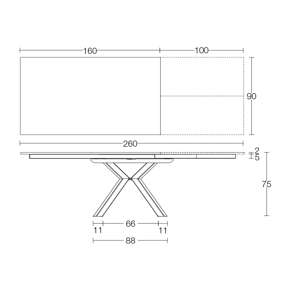 Utdragbart bord i polerad Calacatta Black Ceramic Starlit - Balia Viadurini