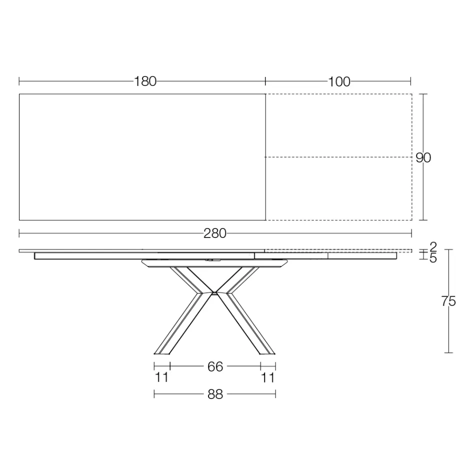 Utdragbart bord i polerad Calacatta Black Ceramic Starlit - Balia Viadurini