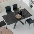 Utdragbart bord i polerad Calacatta Black Ceramic Starlit - Balia Viadurini